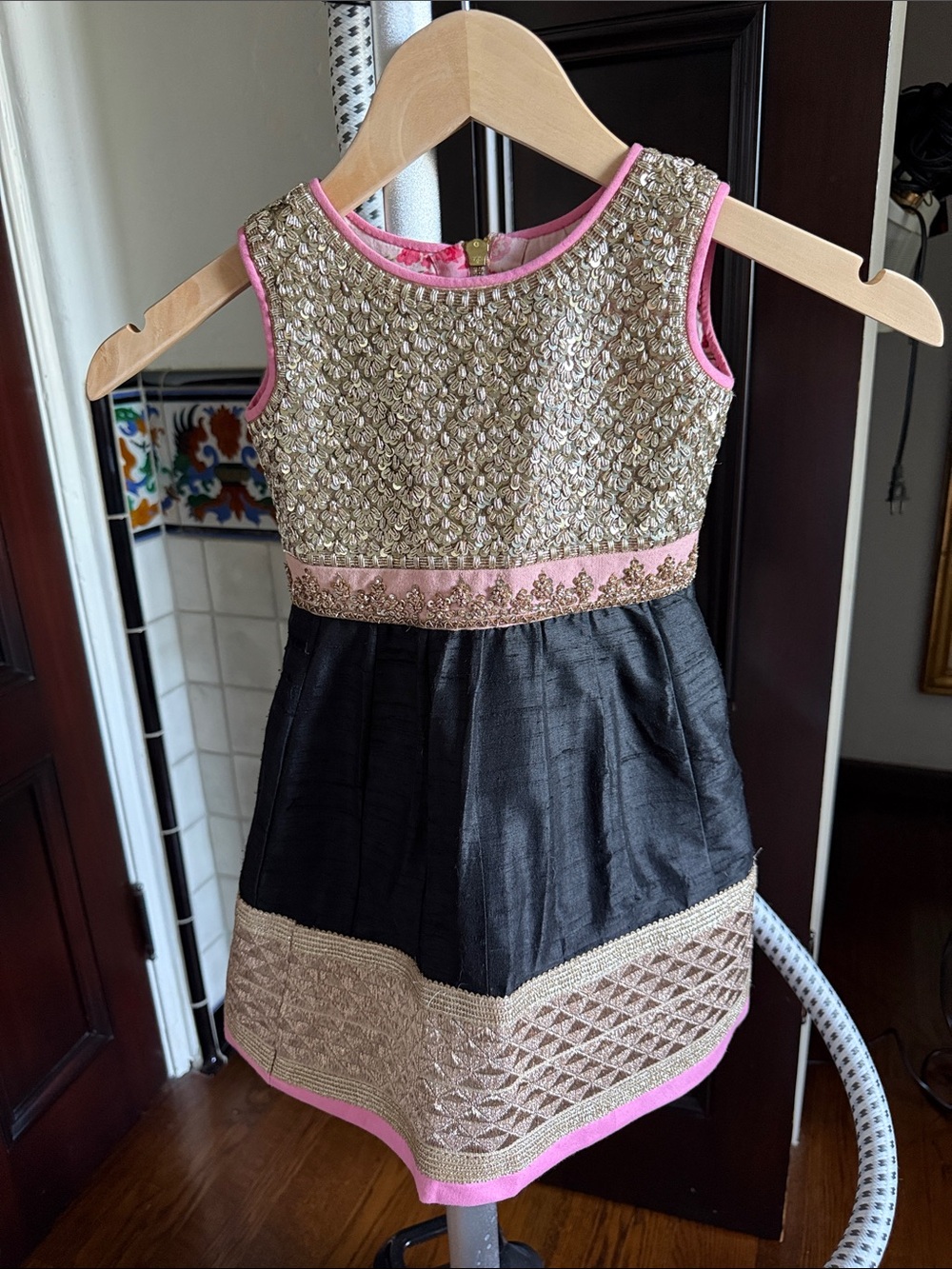 Girls Embellished Party Dress with Pink Trim anushree reddy 👀💓✨2t